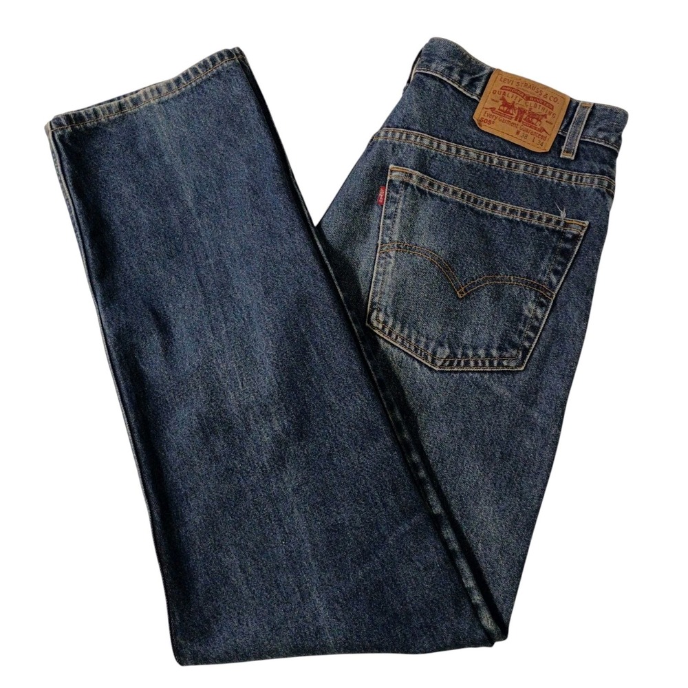 Levi's 505 Jeans Mens 38x34 Blue Vintage 90s Regular Straight Leg Workwear Denim